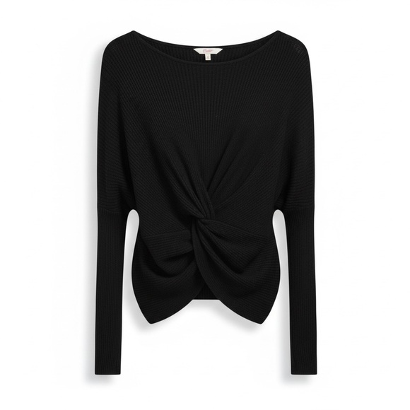 Candies Cozy Ribbed Twist-Front Sweater – Black (Size L) - Picture 9 of 9